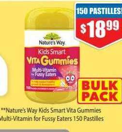 Chemist Warehouse Nature's way kids smart vita gummies multi-vitamin for fussy eaters 150 pastilles offer