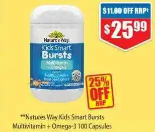 Natures way kids smart bursts multivitamin + omega-3 100 capsules