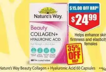 Chemist Warehouse Nature's way beauty collagen + hyaluronic acid 60 capsules offer