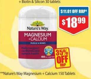 Chemist Warehouse Nature's way magnesium + calcium 150 tablets offer