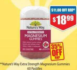 Chemist Warehouse Nature's way extra strength magnesium gummies 60 pastilles offer