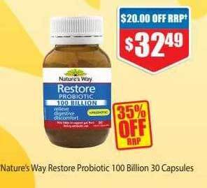 Chemist Warehouse Nature's way restore probiotic 100 billion 30 capsules offer