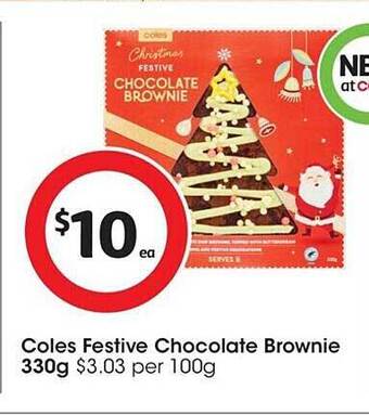 Coles Coles festive chocolate brownie 330g offer