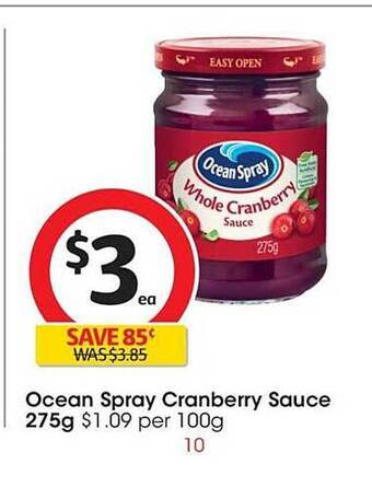 Coles Ocean spray cranberry sauce 275g offer