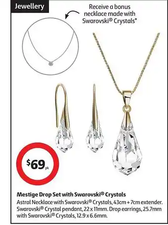 Mestige drop set with swarovski crystals