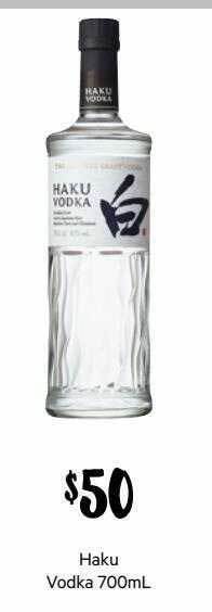 First Choice Liquor Haku vodka offer