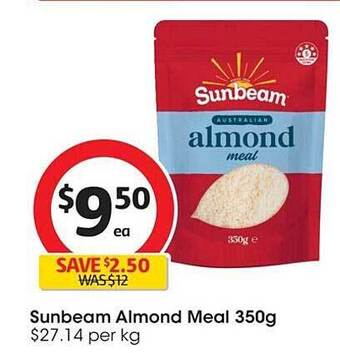 Coles Sunbeam almond meal 350g offer