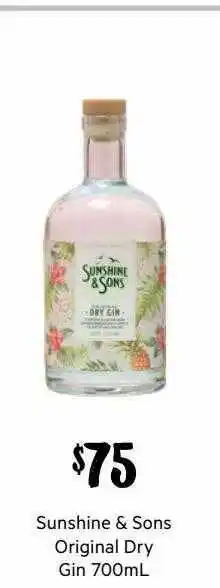 Sunshine & sons original dry gin