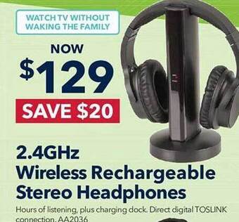 Jaycar Electronics 2.4ghz wireless rechargeable stereo headphones offer