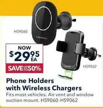 Phone holders with wireless chargers
