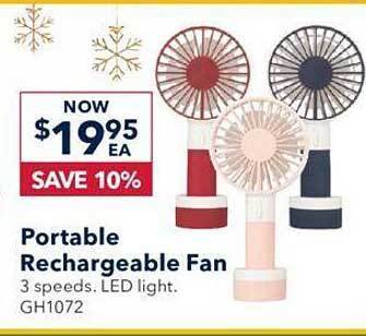 Portable rechargeable fan