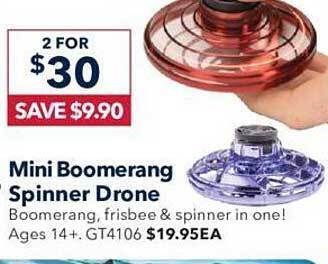 Jaycar Electronics Mini boomerang spinner drone offer