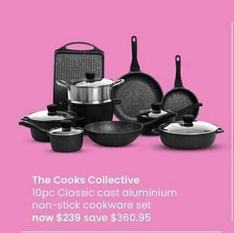 Myer The cooks collective 10pc classic cast aluminium non-stick cookware set offer