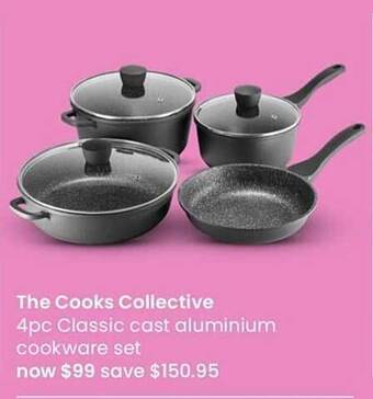 Myer The cooks collective 4pc classic cast aluminium cookware set offer