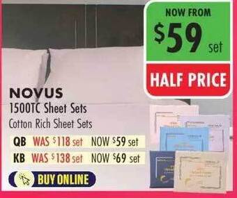 Lincraft Novus 1500tc sheet sets offer