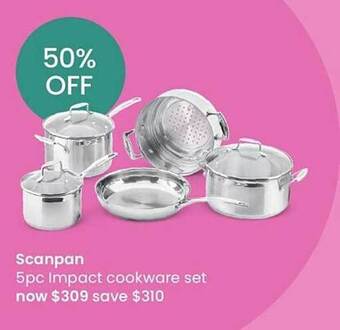 Myer Scanpan 5pc impact cookware set offer