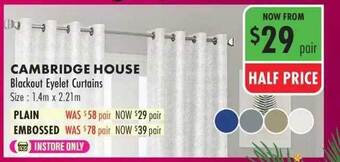 Lincraft Cambridge house blackout eyelet curtains offer