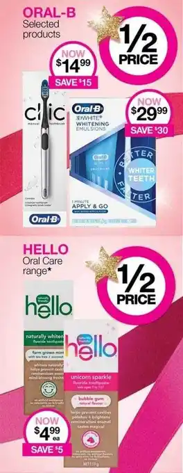 Priceline Oral-b selected products oder hello oral care range offer