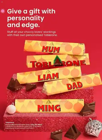 Toblerone personalised chocolate bars