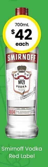 The Bottle O Smirnoff vodka red label offer