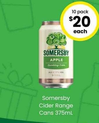The Bottle O Somersby cider range cans offer