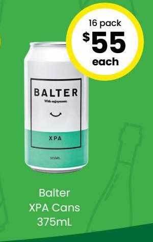 The Bottle O Balter xpa cans offer