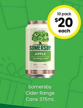 The Bottle O Somersby cider range cans offer
