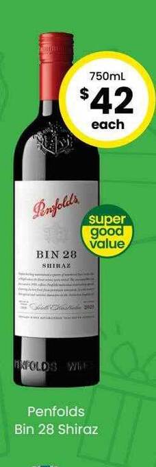 The Bottle O Penfolds bin 28 shiraz offer