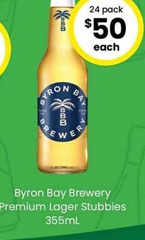 The Bottle O Byron bay brewery premium lager stubbies offer