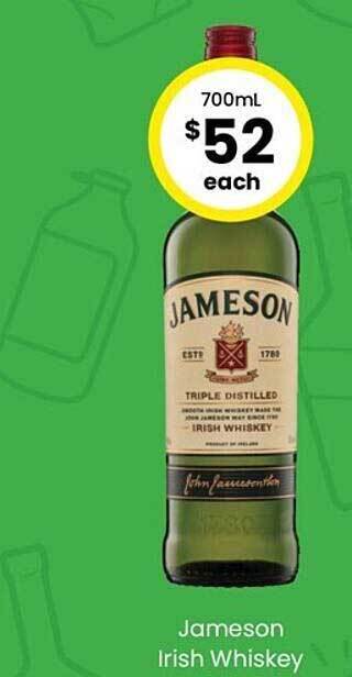 The Bottle O Jameson irish whiskey offer