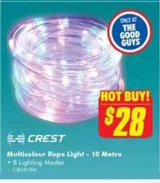 The Good Guys Crest multicolour rope light - 10 metre offer