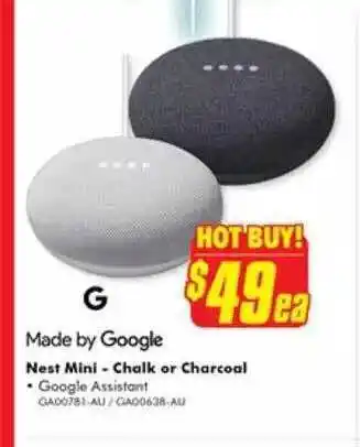 The Good Guys Made by google nest mini - chalk or charcoal offer