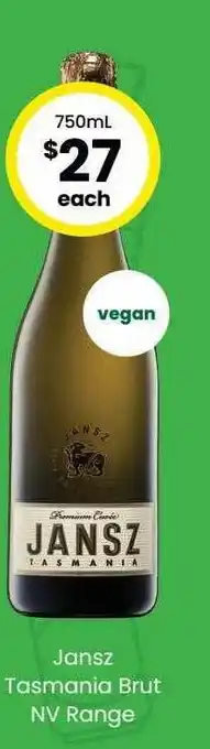 The Bottle O Jansz tasmania brut nv range offer
