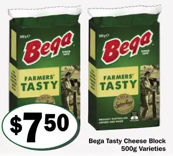 Friendly Grocer Bega - Tasty Cheese Block 500g offer