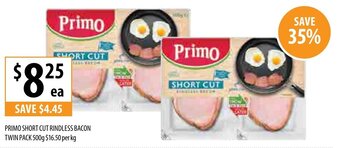 Supabarn Primo Short Cut Rindless Bacon Twin Pack 500g offer