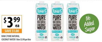 Supabarn Raw C Pure Natural Coconut Water 1 Litre offer