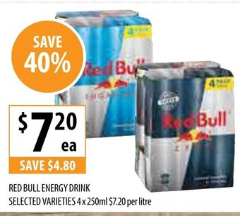 Supabarn Red Bull Energy Drink 4x250ml offer