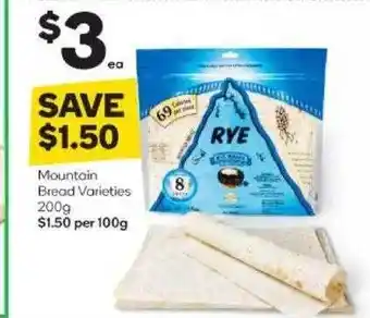 Woolworths Moutain bread varieties offer
