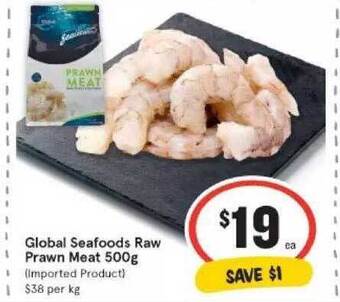 IGA Global seafoods raw prawn meat offer