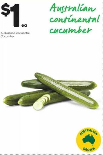 Woolworths Australian continental cucumber offer