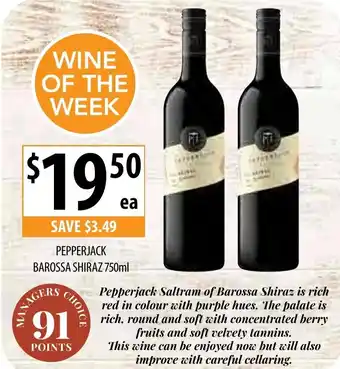 Supabarn Pepperjack Barossa Shiraz 750ml offer