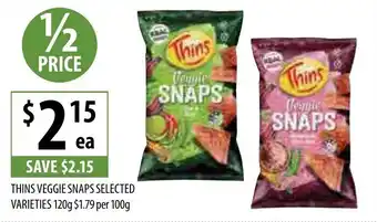 Supabarn Thins Veggie Snaps 120g offer