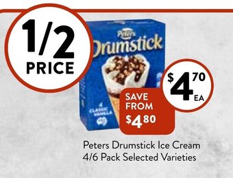 Foodworks Peters Drumstick Ice Cream 4/6 Pack offer