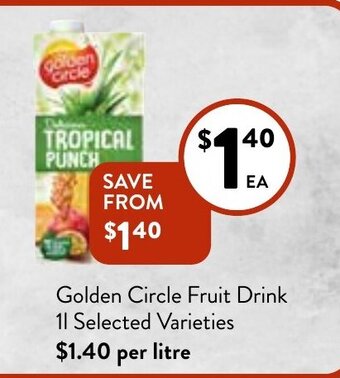 Foodworks Golden Circle Fruit Drink 1L offer