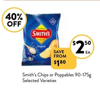 Foodworks Smith's Chips or Poppables 90/175g offer