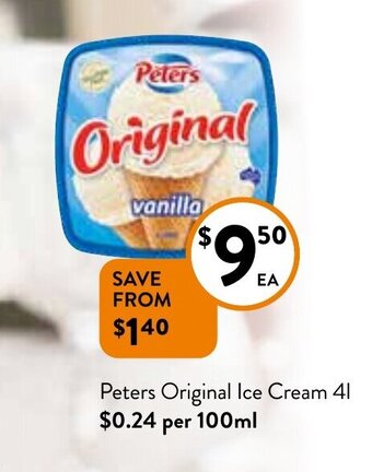 Foodworks Peters Original Ice Cream 4L offer