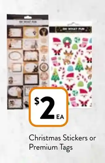 Foodworks Christmas Stickers or Premium Tags offer
