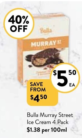 Foodworks Bulla Murray Street Ice Cream 4 Pack offer