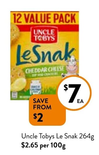 Foodworks Uncle Tobys Le Snak 264g offer