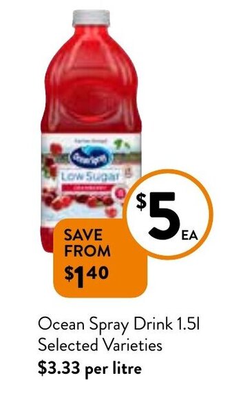 Foodworks Ocean Spray Drink 1.5l offer